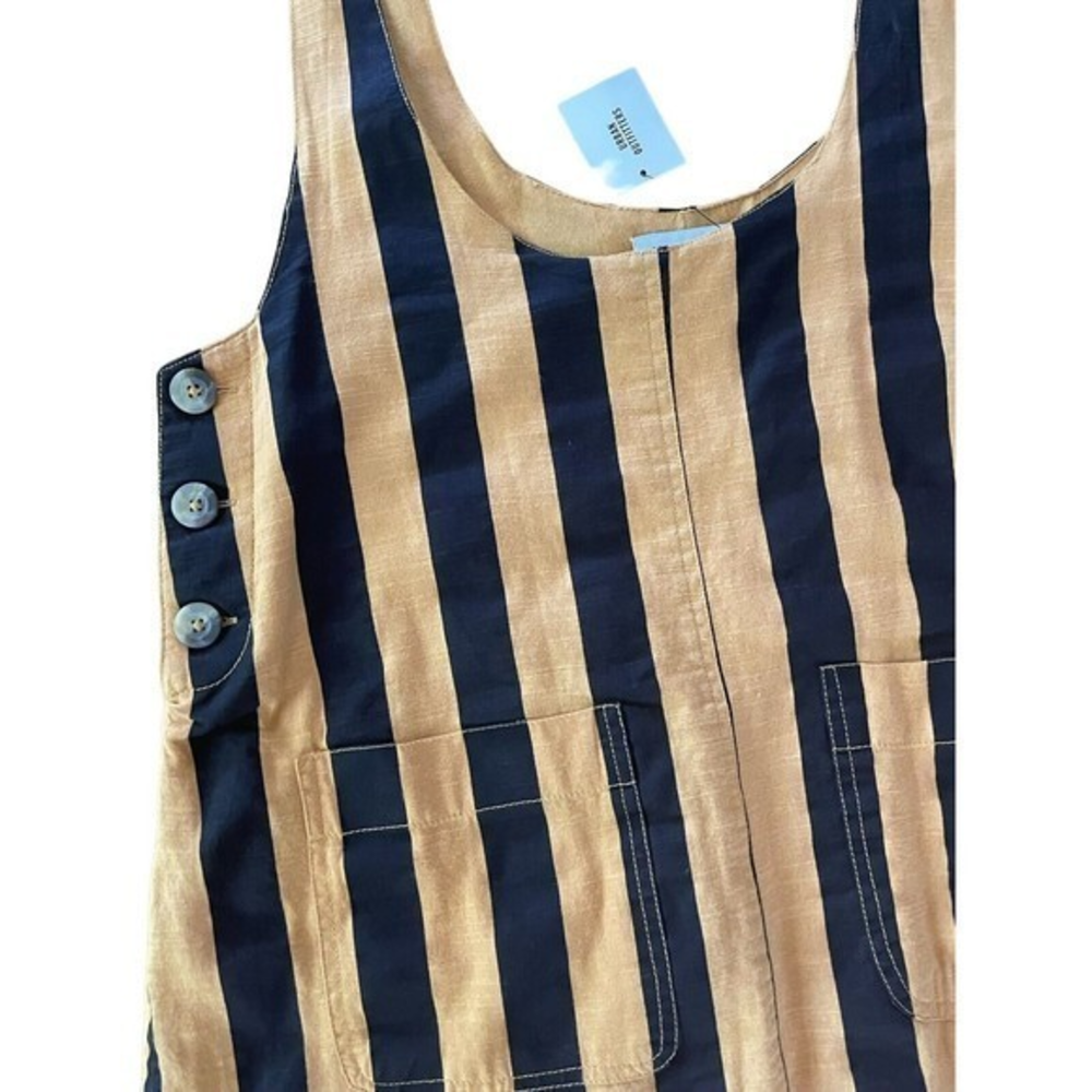 Urban Outfitters Navy and Beige Striped Midi Skirt